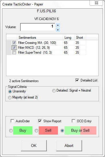 Tactic Orders in NanoTrader: automated orders based on technical indicators.